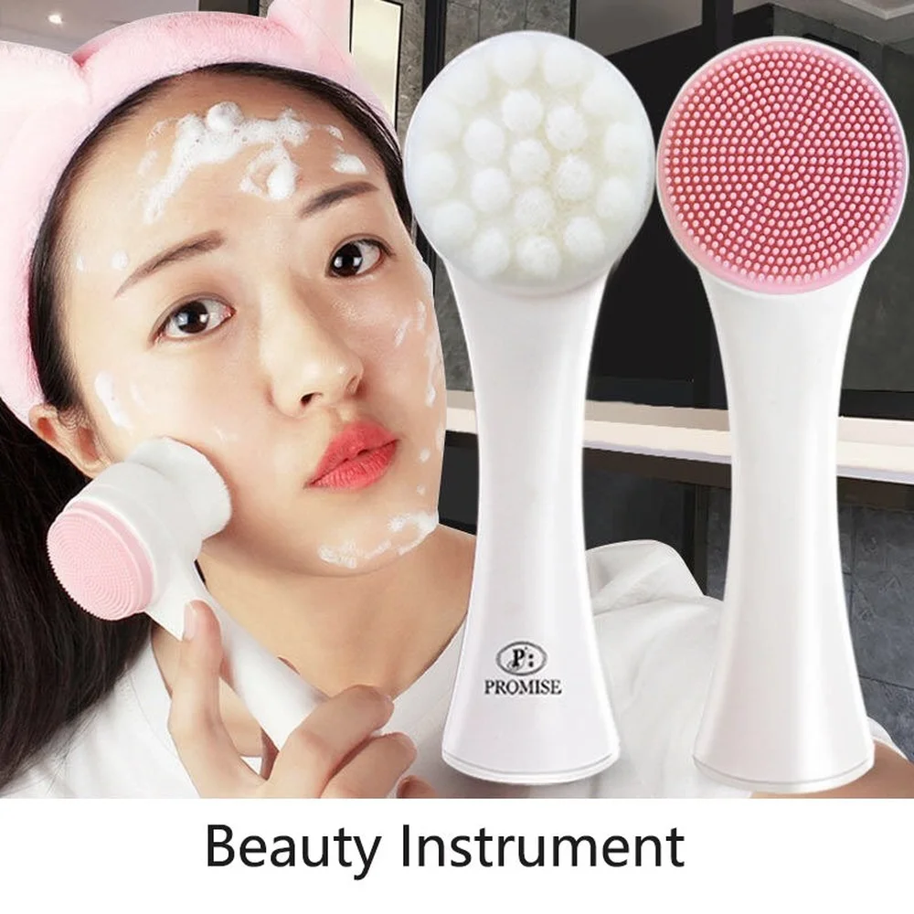 

Double-Sided Silicone Facial Cleansing Brush Massager For Face Blackhead Exfoliating Removal Brush Makeup Skin Care Tool