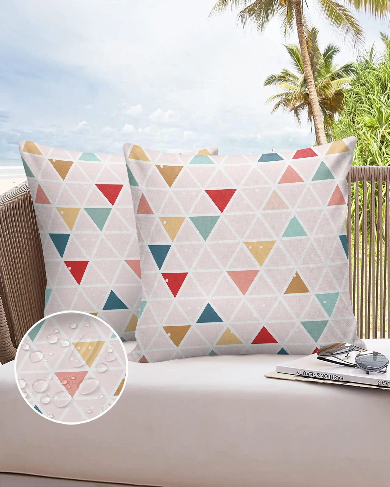 

Geometric Triangle Pattern Sofa Double-sided Printing Pillow Covers 30 X 50cm Waterproof Square Pillowcase for Bedroom