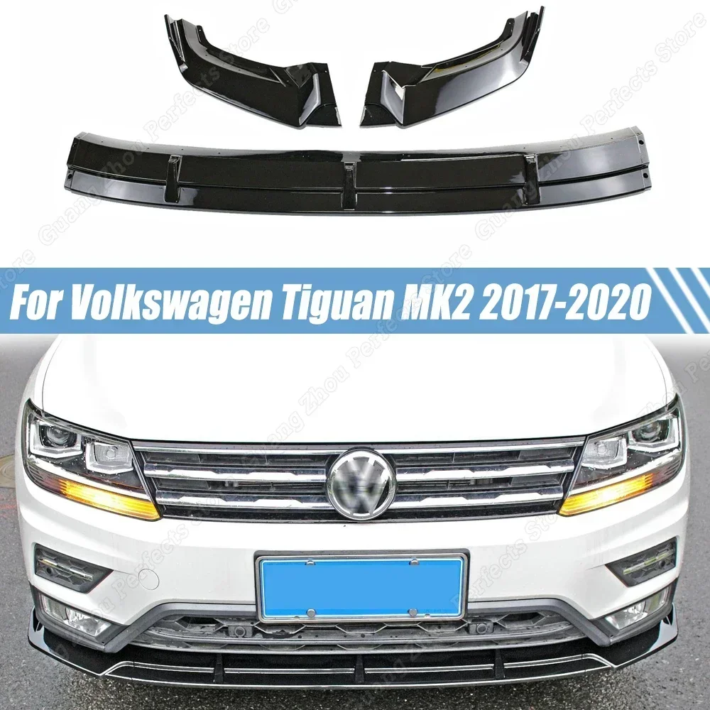 

For Volkswagen Tiguan MK2 2017-2020 Gloss Black Car Front Bumper Lip Splitter Diffuser Spoiler Guard ABS Trim Accessories