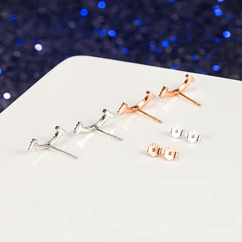 

1:1 925 sterling silver stud earrings sweet romantic smile earrings, classic fashion smile face style ladies jewelry gift