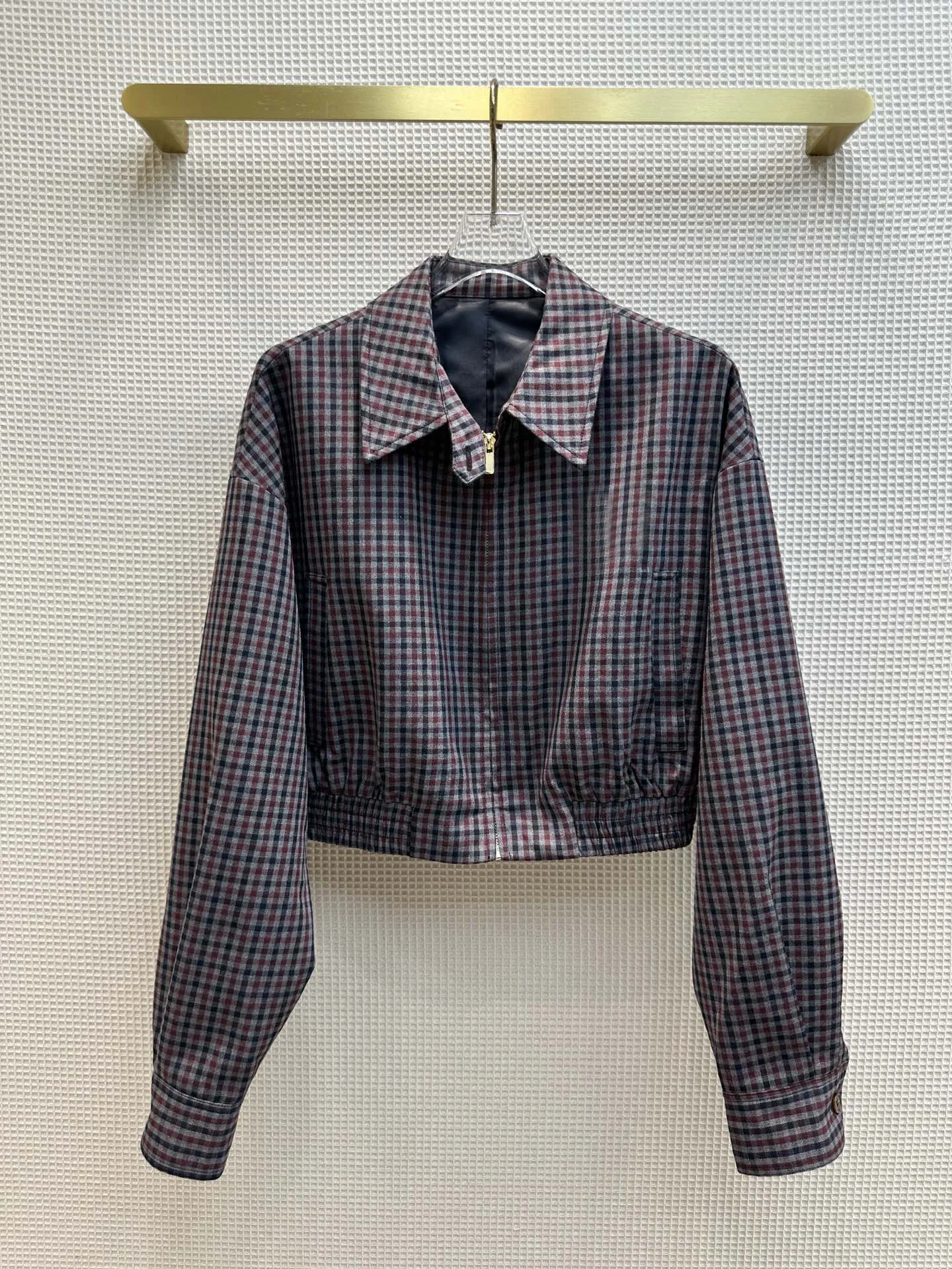 

Короткая Дизайнерская куртка с отложным воротником, куртка в клетку в стиле ретро, повседневное ощущение интерпретации full9.42023