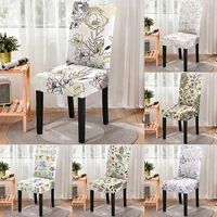 european floral print stretch chair cover high back dustproof home dining room decor chairs living room lounge chair bar stool