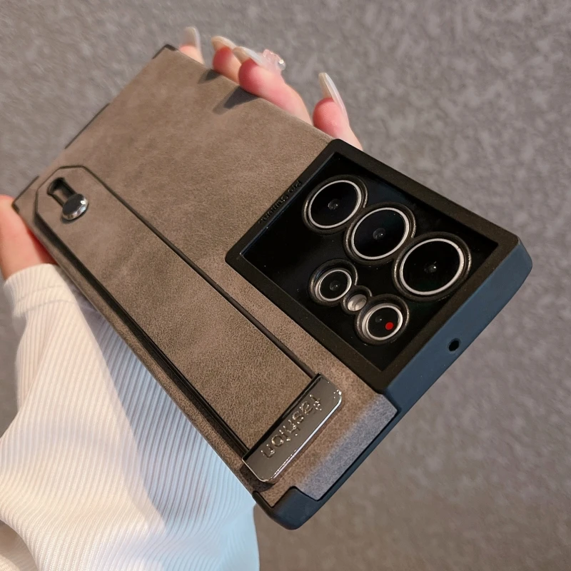 Роскошный замшевый кожаный чехол с ремешком на запястье для Samsung Galaxy S24 Ultra S23 S22