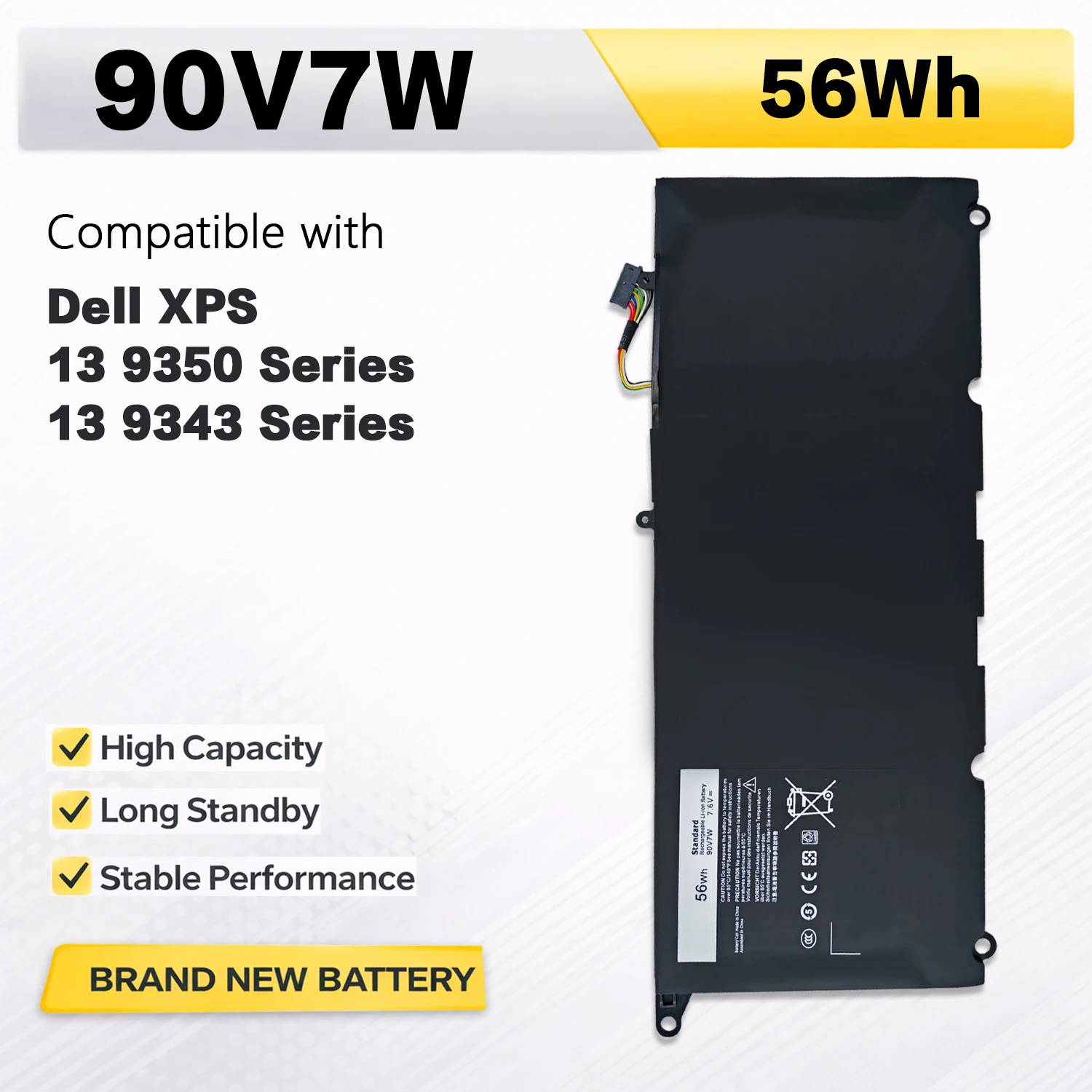 Фото Аккумулятор PowerHub 90V7W JHXPY JD25G 090V7W, совместимый с Dell XPS 13 9343 XPS13 9350 13D-9343 P54G 0N7T6 5K9CP RWT1R 0DRRP, 56 Вт·ч №2