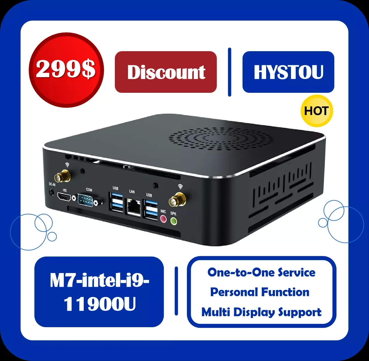 Hystou 2022 Newest Rocket Lake Gaming Mini PC M7 Core i9 i7 Dual Channel 64GB Of DDR4 RAM 4K Display Output with Windows 10 /11