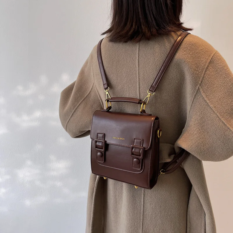 Women Vintage leather Backpack and Shoulder Bag Female Luxury Messenger Bag Girl's Bagpack Teenager School Bags