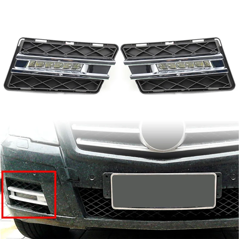 

Car Front Bumper LED Lights Trim for Mercedes-Benz W204 X204 GLK300 350 09-12 DRL Daytime Running Lamp Exterior Cover