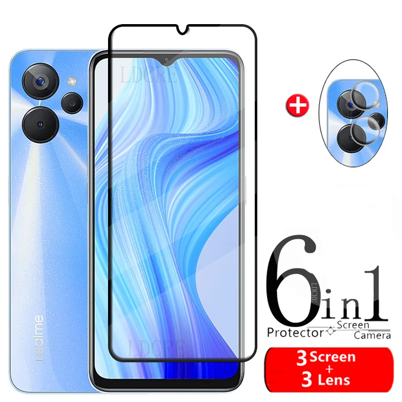 

6-in-1 For OPPO Realme 10T Glass For Realme 10T Tempered Phone Film Full Cover Glue Screen Protector For Realme 10T Lens Glass