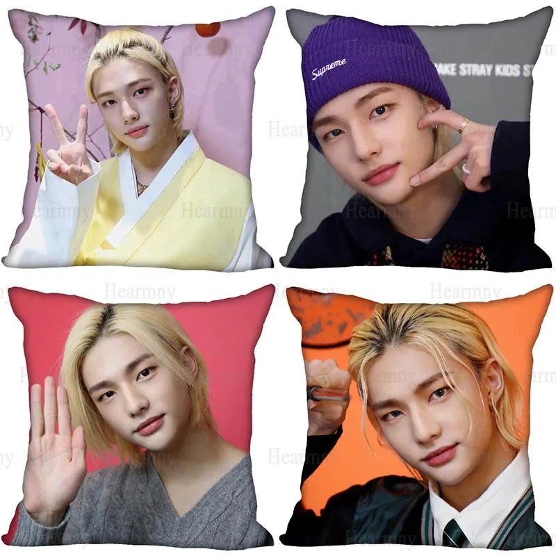 

Наволочка для подушки KPOP Hwang Hyunjin, наволочка для спальни, квадратная, блестящая, Экологически чистая, из атласной ткани