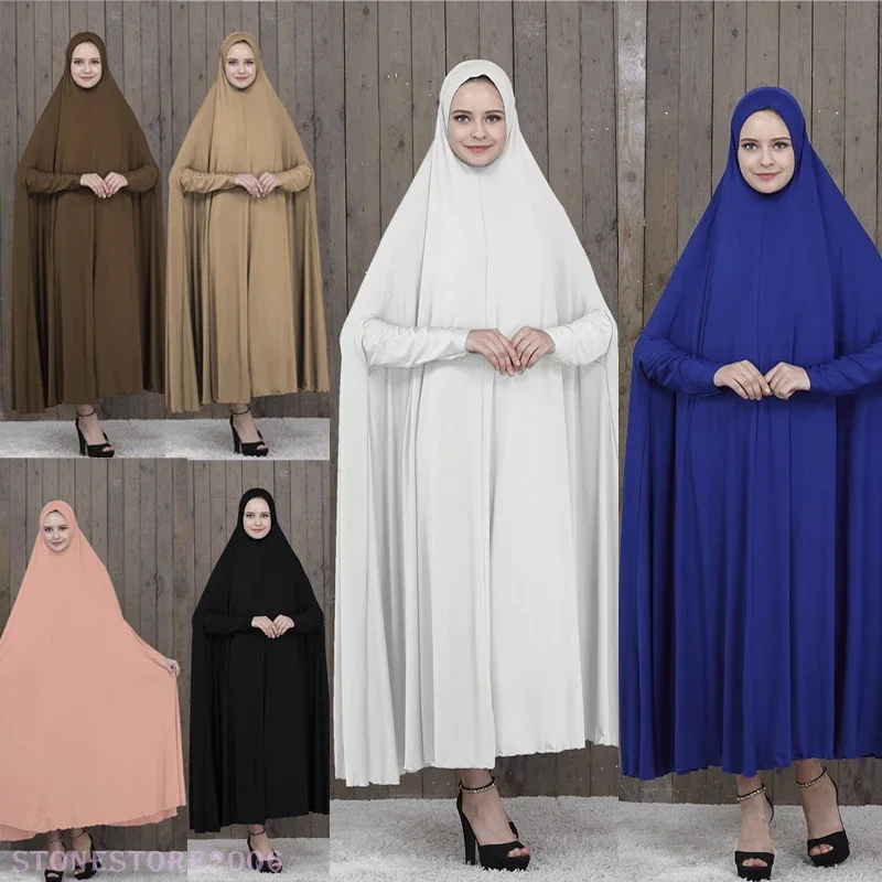 Мусульманский цельный молитвенный хиджаб платье одежда халат с капюшоном
