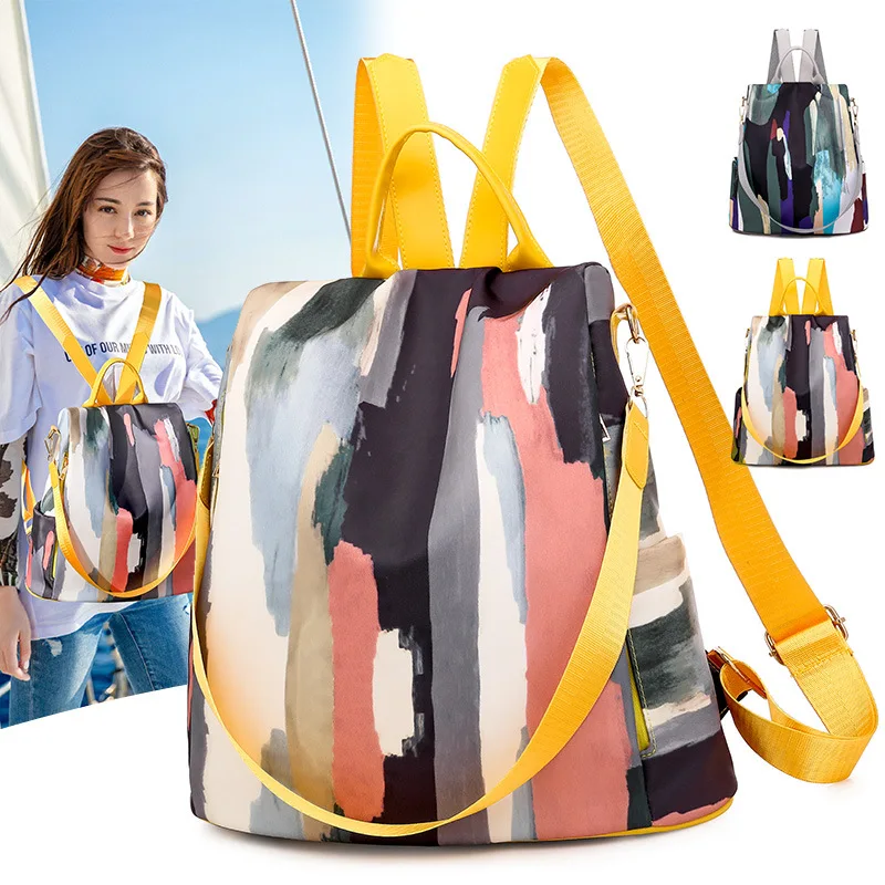 

Anti-theft Bags for Women Panelled Color Backpack Fashion Shoulder School Bags for Teenager Girls Casual Travel Rucksack Mochila