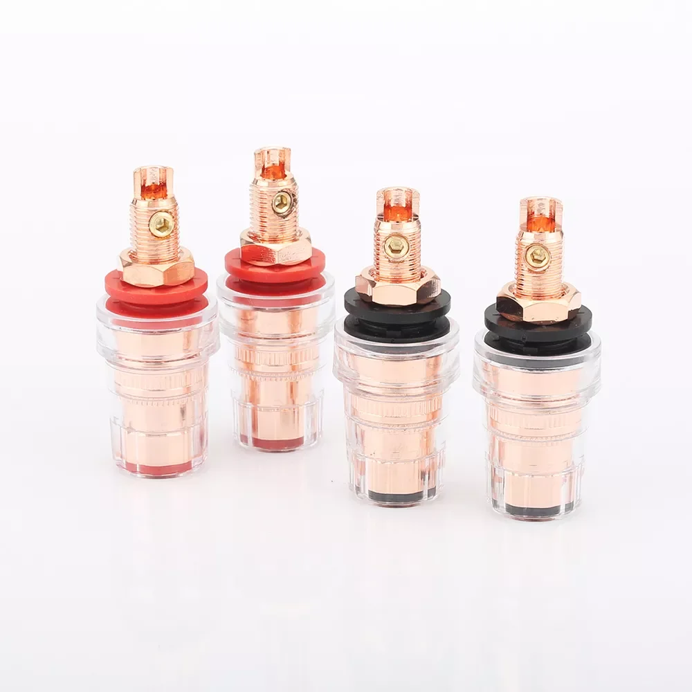 

High Quality 4pcs 99.9998% Purity copper Binding posts speaker connectors Pure Copper Binding post speaker panel
