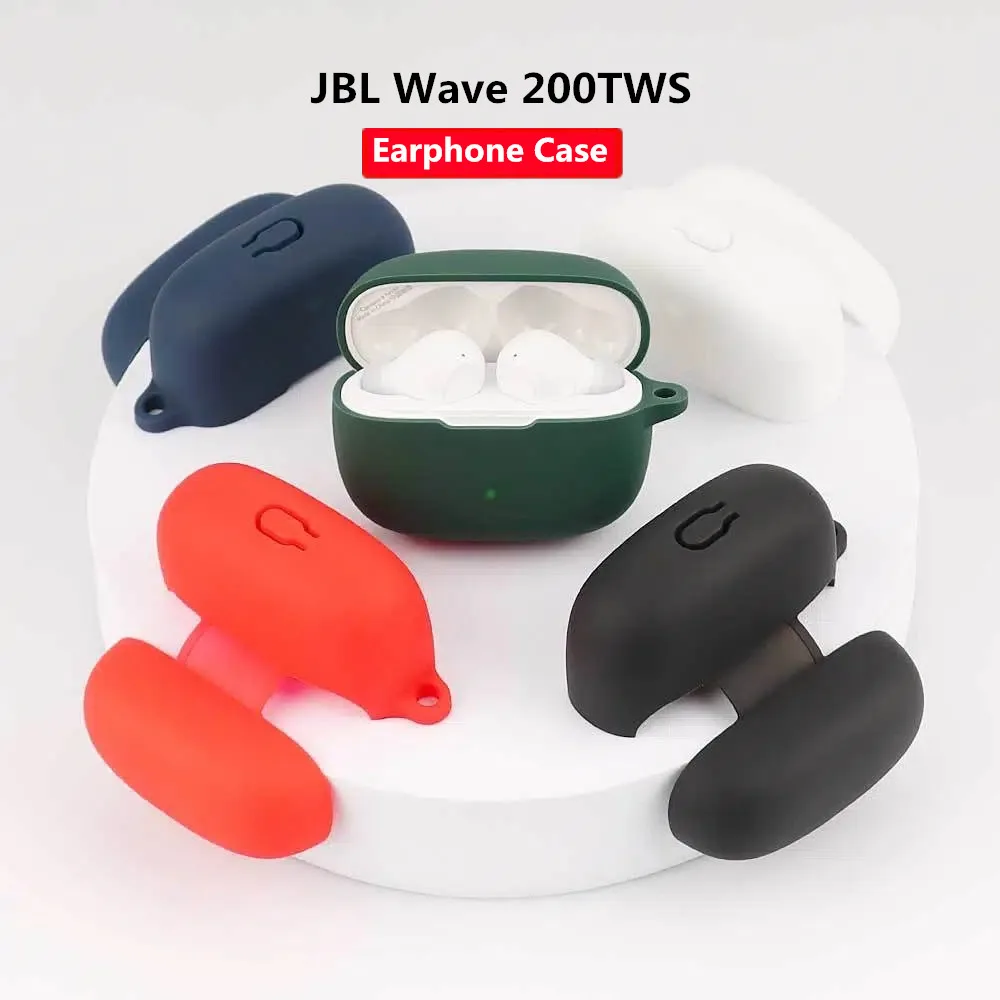 

Силиконовый чехол для наушников JBL Wave 200TWS, мягкий чехол для беспроводных Bluetooth наушников с зарядным устройством, защитный чехол с крючком