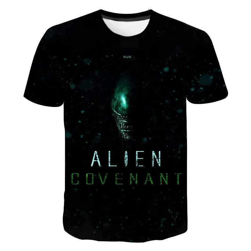 

T-Shirt manches courtes à col rond pour homme et femme, Streetwear, surdimensionné, Hip-Hop, à la mode, avec Alien imprimé en 3D