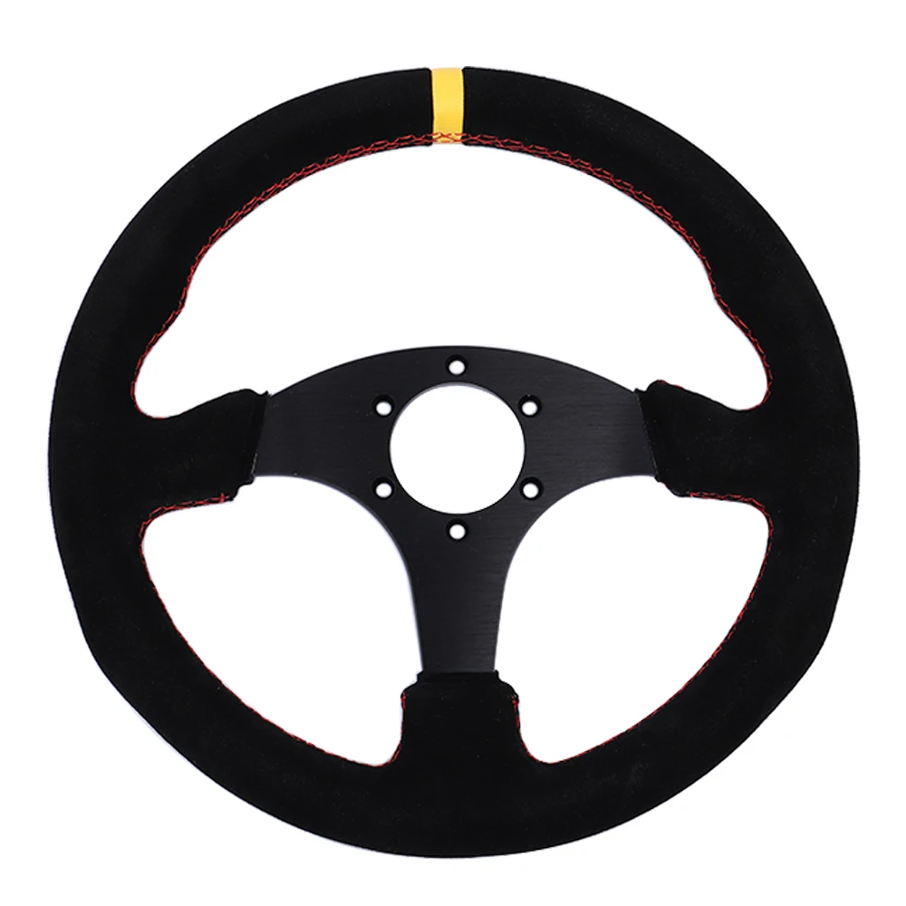 

13 дюймов 330 мм гоночное плоское рулевое колесо Авто Универсальная замша кожа имитация игры
