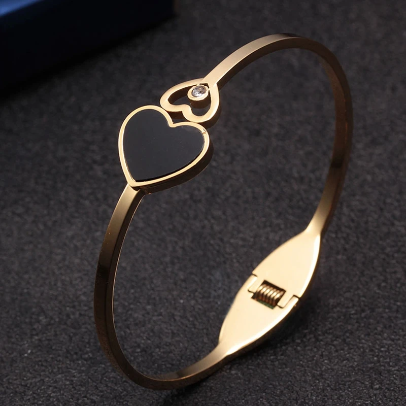 

New Fashion Sweet Heart Charm Cuff Bangles Classic Wedding Party Women Girls Bracelets Birthday Gift