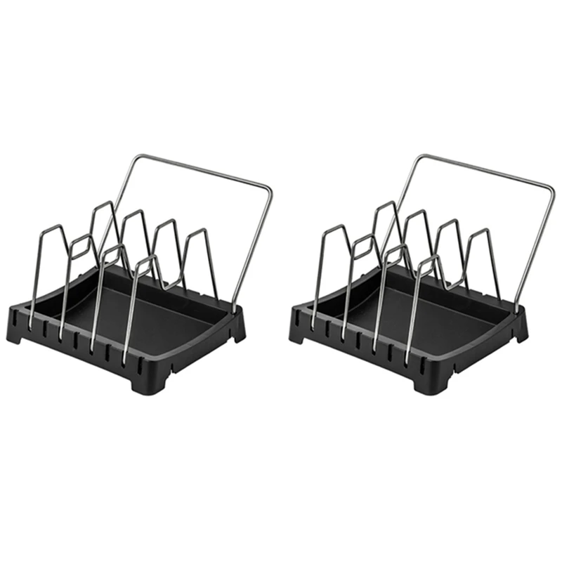 

2X Spacing Adjustable Pot Cover Rack Multi-Purpose Kitchen Pot And Dish Storage And Organizer Cutting Board Rack, Black