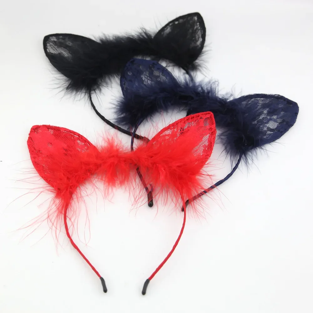 Взрослые и дети плюшевые повязки на голову с мультяшными блестками кошками