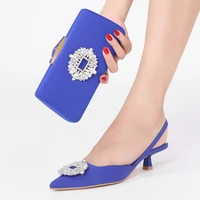 summer new sweet candy colored crystal flower pointed toe ladies thin low heel sandals with the same fashion simple small bag