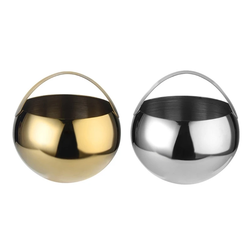 

Double Wall Ice Bucket Stainless Steel Ice Cube Container with Handle for Storage and Bar Cooler Gold/Silver