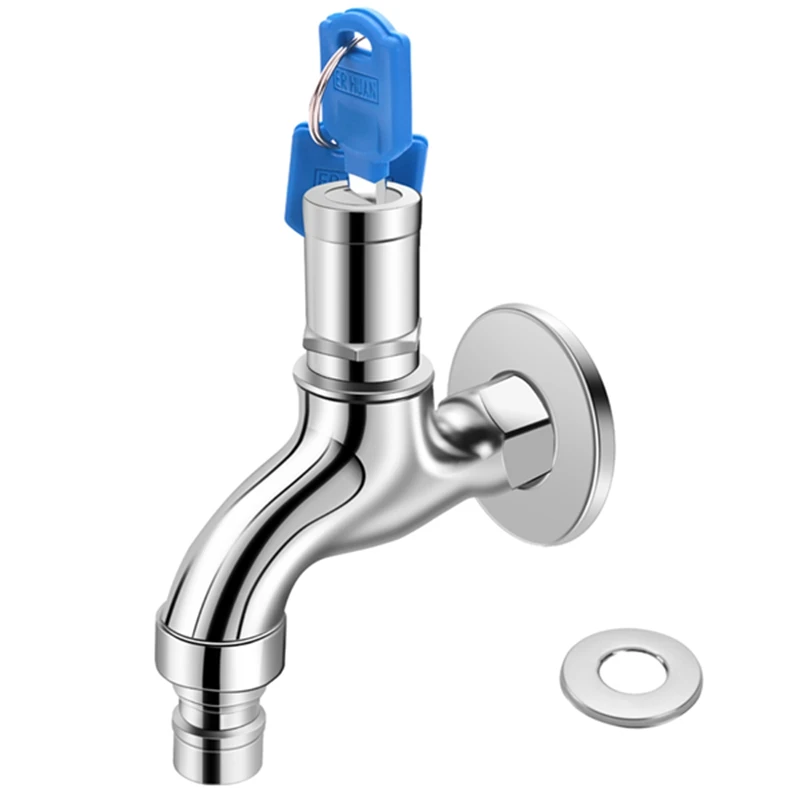 

Anti-Theft Faucet Water Tap With Lock Key Alloy Key Switch Faucet Bibcocks For Kitchen Outdoor Garden