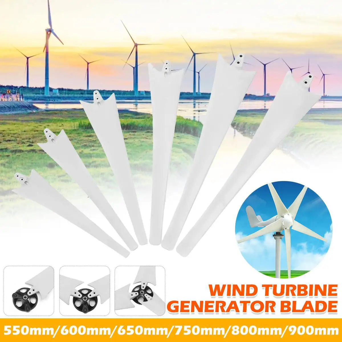 

High Strength Nylon Fiber Wind Turbine Generator Blades Wind Generator Windmill Accessories 550mm 600mm 650mm 750mm 800mm 900mm