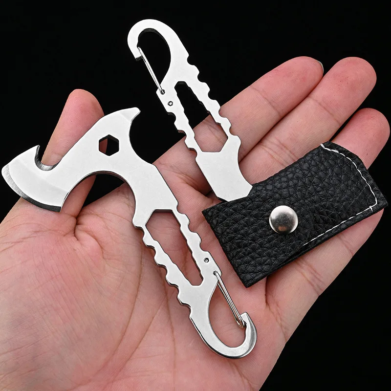 

Многофункциональный мини-топор из нержавеющей стали, портативный небольшой инструмент для кемпинга на открытом воздухе, нож с фиксированным лезвием и отверткой