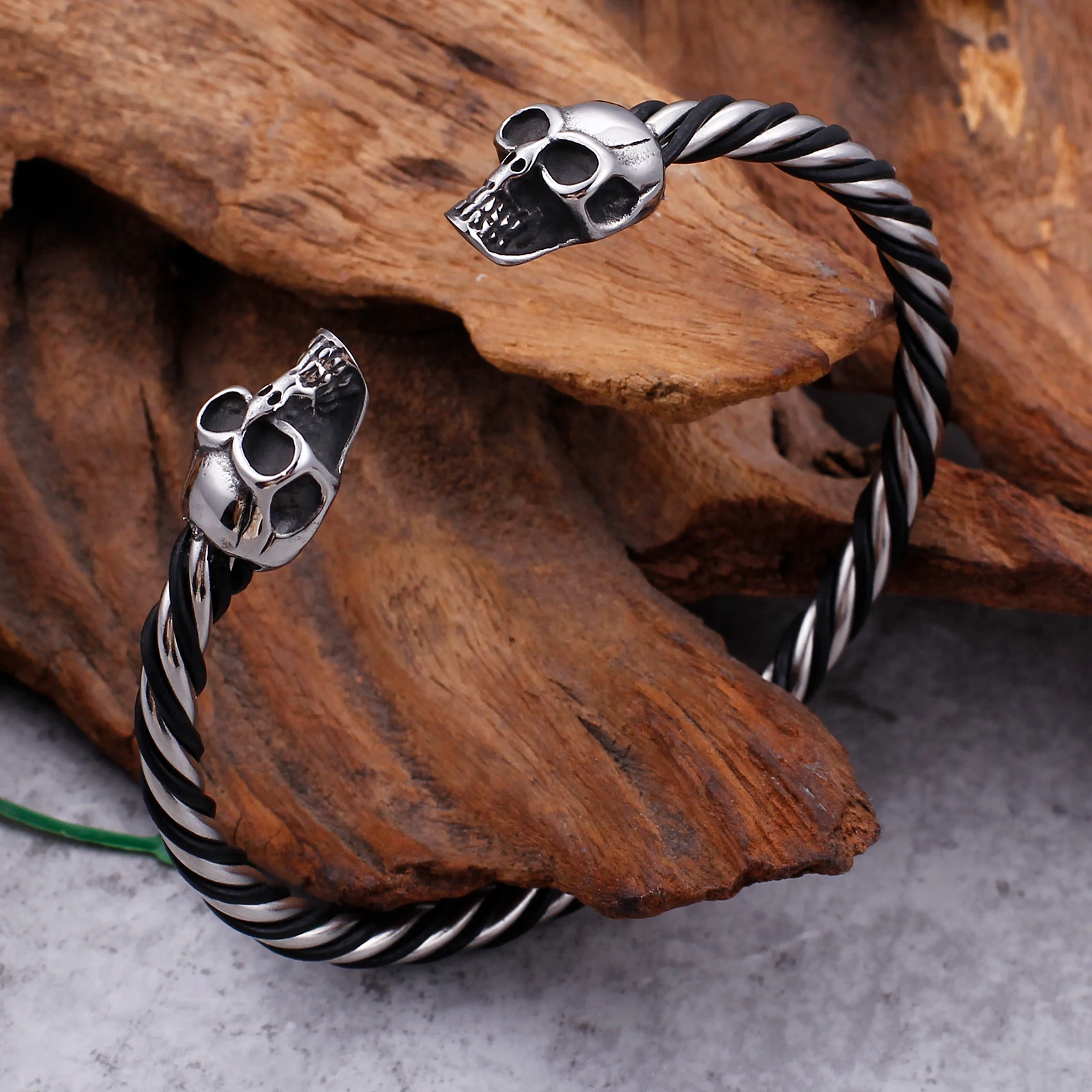 Мужской готический браслет Fongten из нержавеющей стали с черепом на Хэллоуин