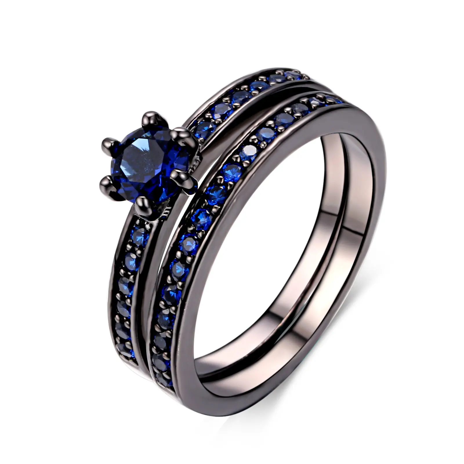 Женское Винтажное кольцо с инкрустацией из голубого кубического циркония, вечерние кольца, подарок на Рождество, DFR487