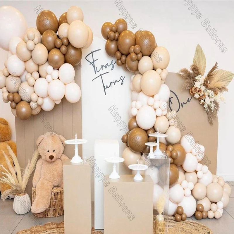 

150/181pcs Doubled Cream Peach Balloon Garland Arch Kit Coffe Balloon Wedding Decoration Ballon Baby Shower Party Decor Supplies
