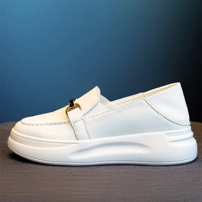 

Women's Leather White Shoes Summer 2022 New Thick-soled Loafers Leather Shoes Women's Shoes Brand Shoes Women