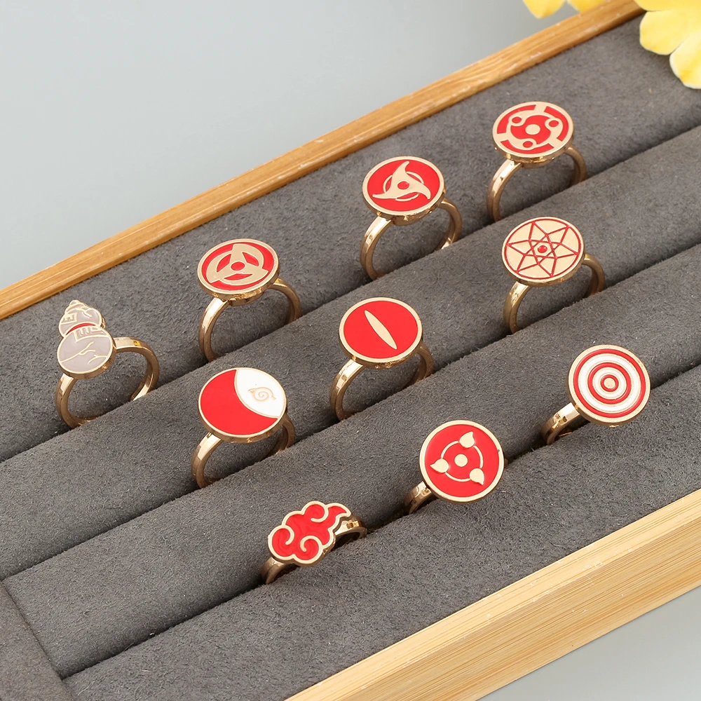 Женское кольцо, вращающееся открытое модное ювелирное изделие для косплея с красным облаком, симпатичное металлическое Золотое кольцо для мальчиков и девочек