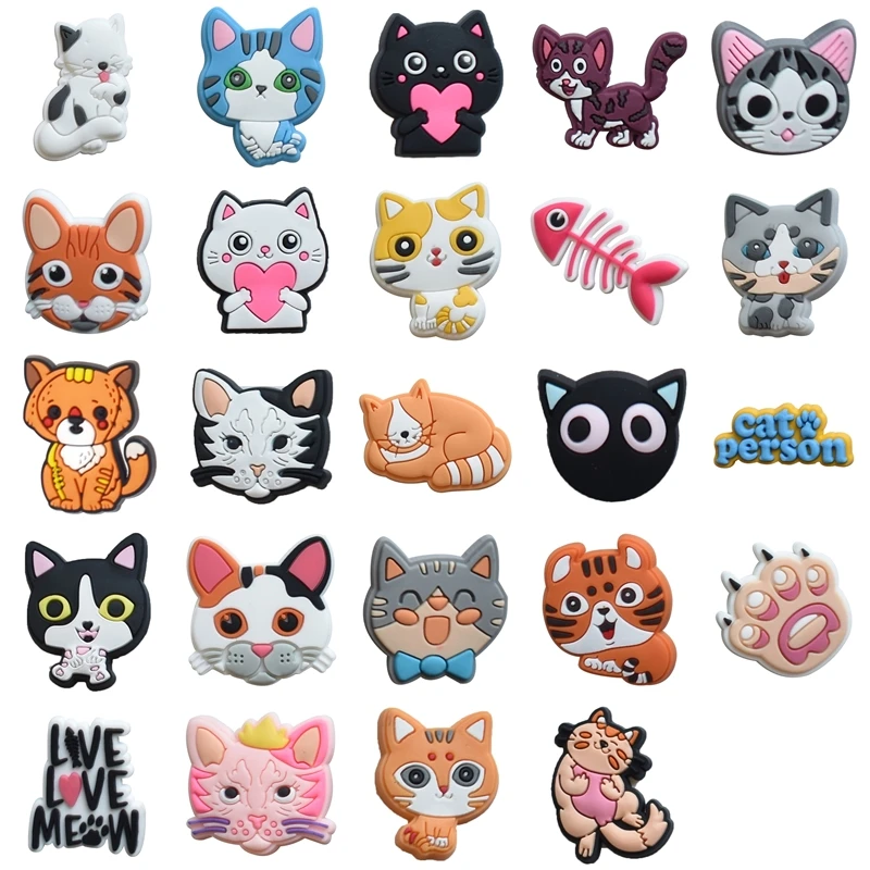 Cat Shoe Charms Decoration for Crocs Kids Women Christmas Gift Girls Birthday Favors Pin 1pcs Pvc Charm Kawaii Shoes Accessories