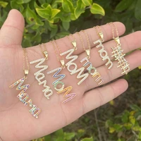 mama copper mom cubic zirconia elegant clavicle chain choker letter pendant necklace