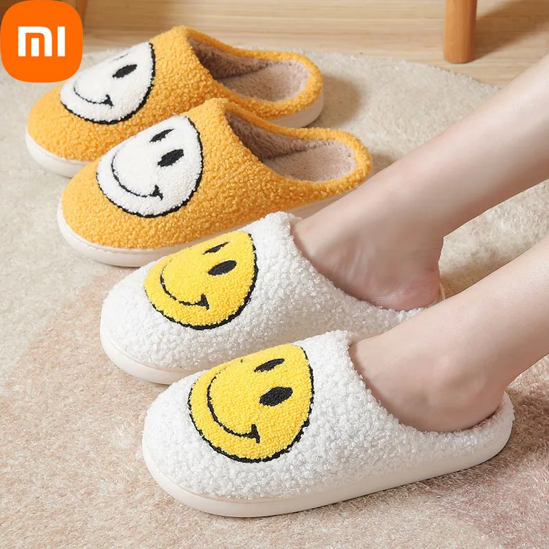 

Xiaomi Smiley Slippers Women's Slippers Happy Face Slippers Smiley Female Plush Short Plush Slippers Home Slippers