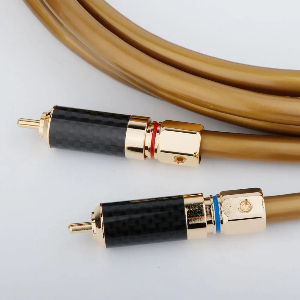 Hi-end шестигранный Золотой 5-C RCA к RCA соединительный кабель удлинить провод аудио видео сигнала аналоговый кабель для HIFI CD AMP