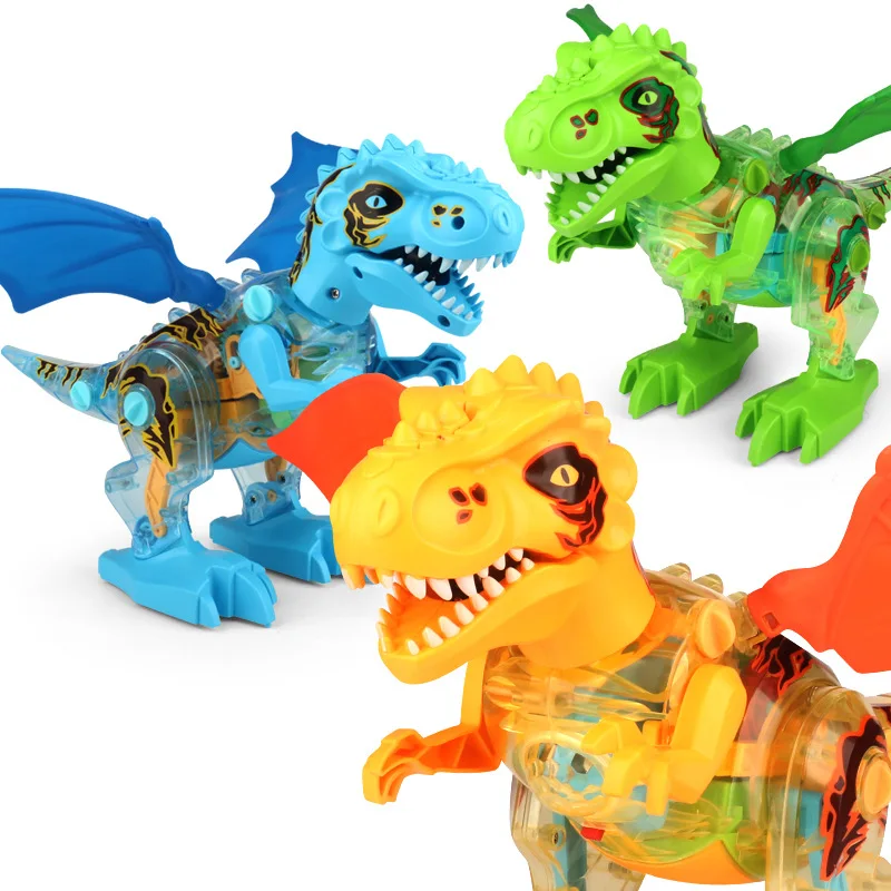 Electric Disassembly Gear Dinosaur Transparent Plastic Tyrannosaurus Rex Lighting Music Toys for Boys Children's Birthday Gifts