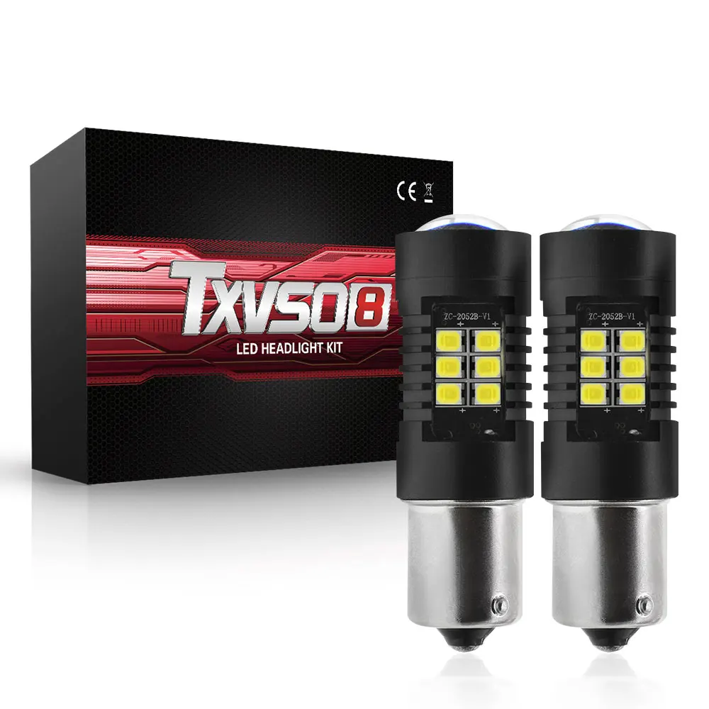 

TXVSO8 LED Singal Lamps 1156 BA15S P21W LED Bulbs 6000K Car Lights 1200LM Automotive Turn Signal Reverse Brake Lights 12V-24V