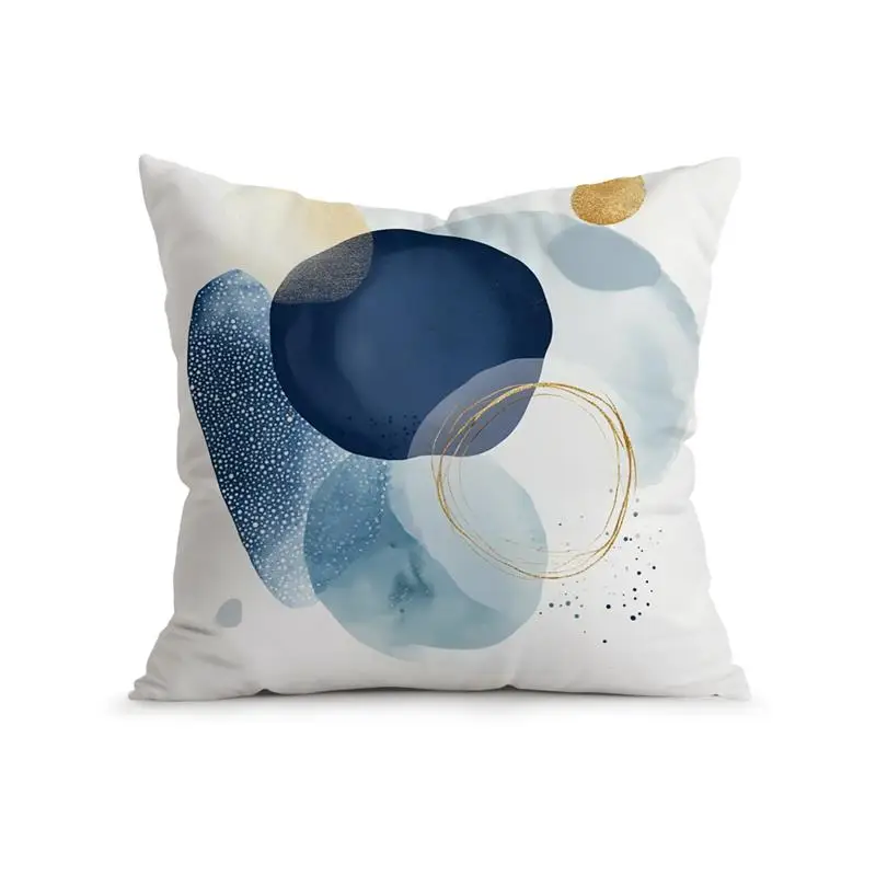 

Декоративные наволочки полиэстер велюр синий золотой абстрактный