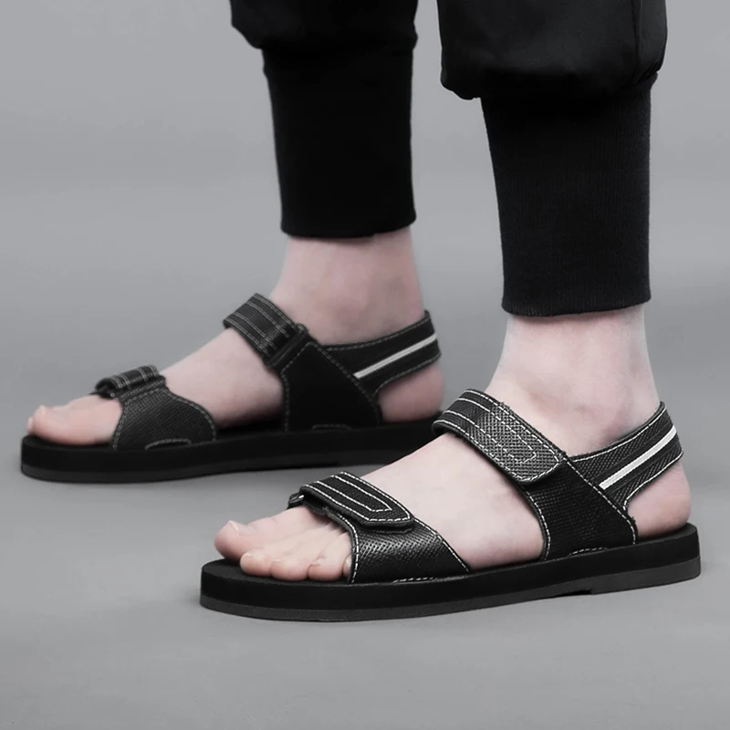 

Summer Hot Fashion Casual Trend Anti slip Slippers Wear Durable Soft Sole Sandals Wear Velcro Beach Shoes Men's Outdoor Sports