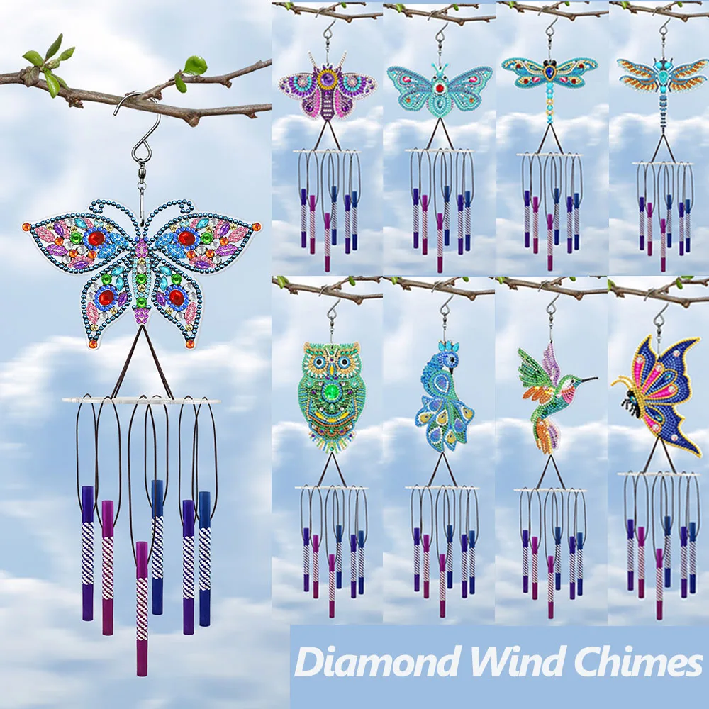 

5D алмазная живопись, Музыка Ветра, колибри, Бабочка, сова, стрекоза, павлин, алмазная живопись, подвесной кулон, украшение для окна