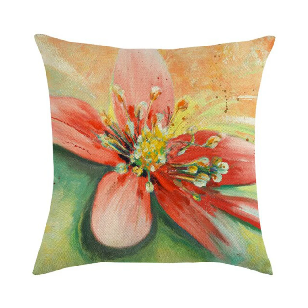 

45X45cm Flower Stamen Linen Soft Cushion Pillowcase Car Linen Office Sofa Home Decor Removeable Decorative Pillowcases