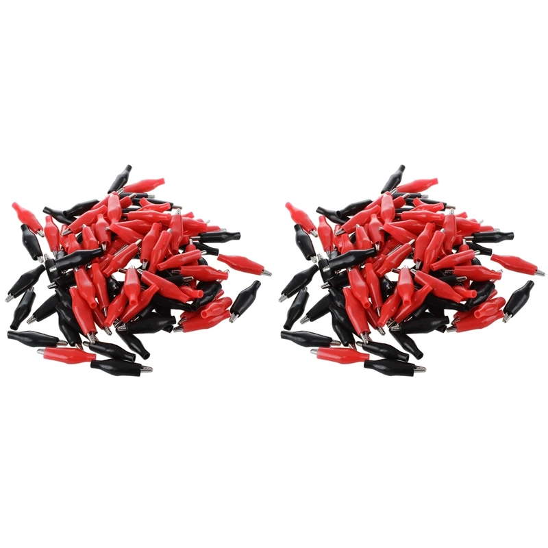 

200 Pcs Croc Clip For Test Leads Black / Red Crocodile Clips
