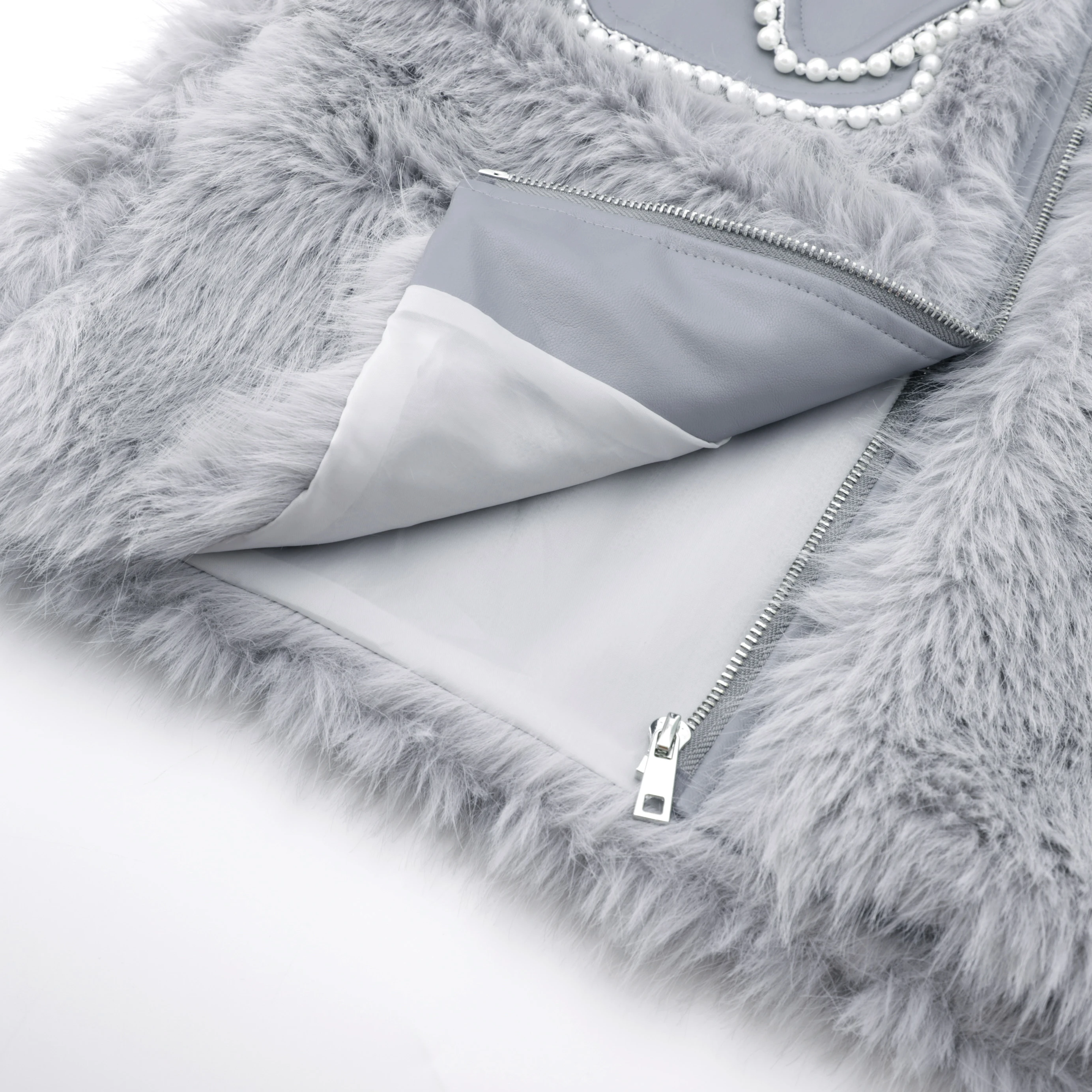 Socialite Beaded Faux Fur Coats Woman Winter 2022 New Warm Chic Long Sleeve Doll Collar Lamb Wool Coat Women's Winter Clothing