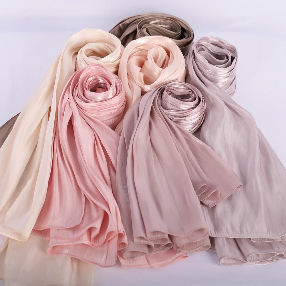 Гладкий и дышащий шифоновый мусульманский хиджаб RIMAIRE однотонный островный