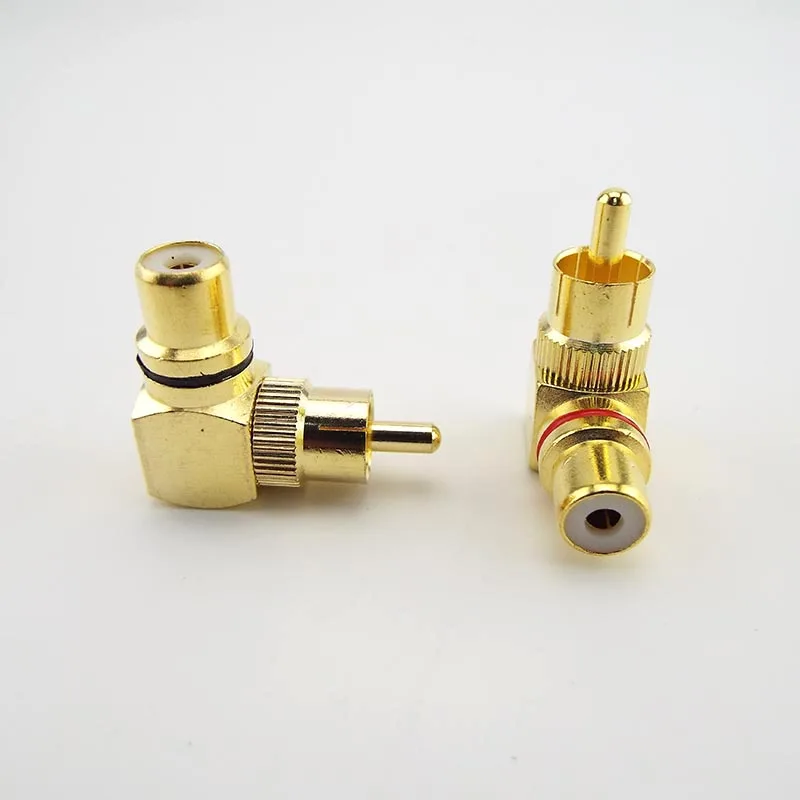 4pcs RCA Right Angle Male To Female Connector 90 Degree Plug Adapters L type F to M Audio Connectors Brass Gold Plated - купить по