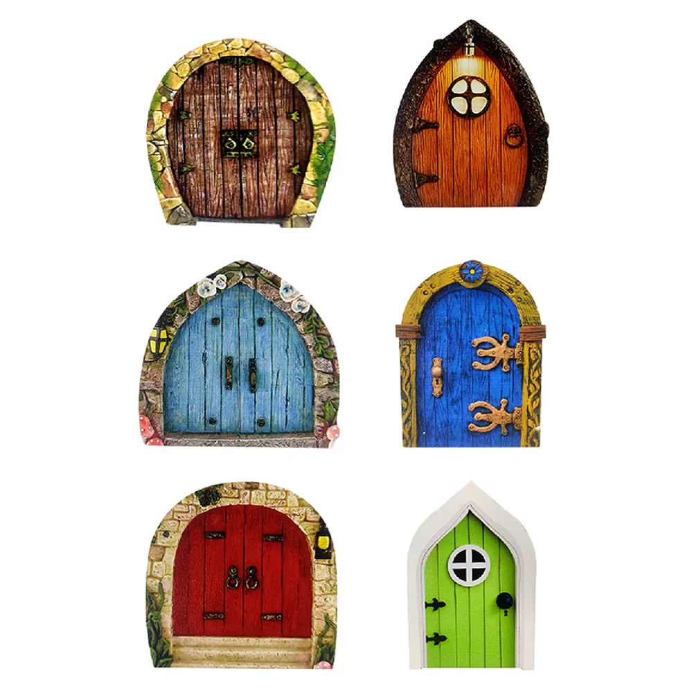 

Door Fairy Miniaturetree Mini Garden Doors Trees Figurines Elf Gnome Outdoor House Statuewindows Woodentank Fairies Fish Wood