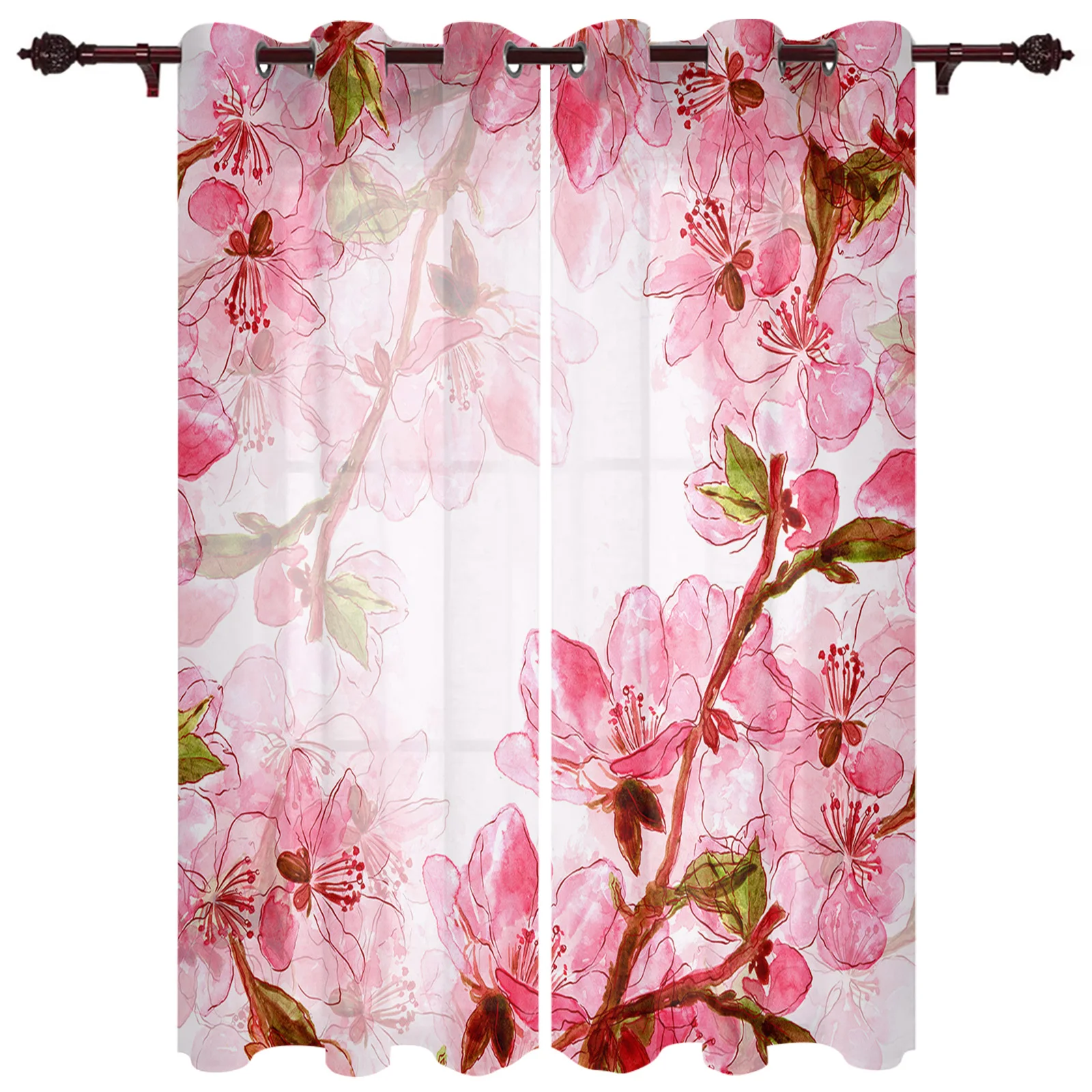 

Занавески на окна «Сакура» с акварелью, тканевые шторы для кухни, спальни, домашние драпировки для гостиной