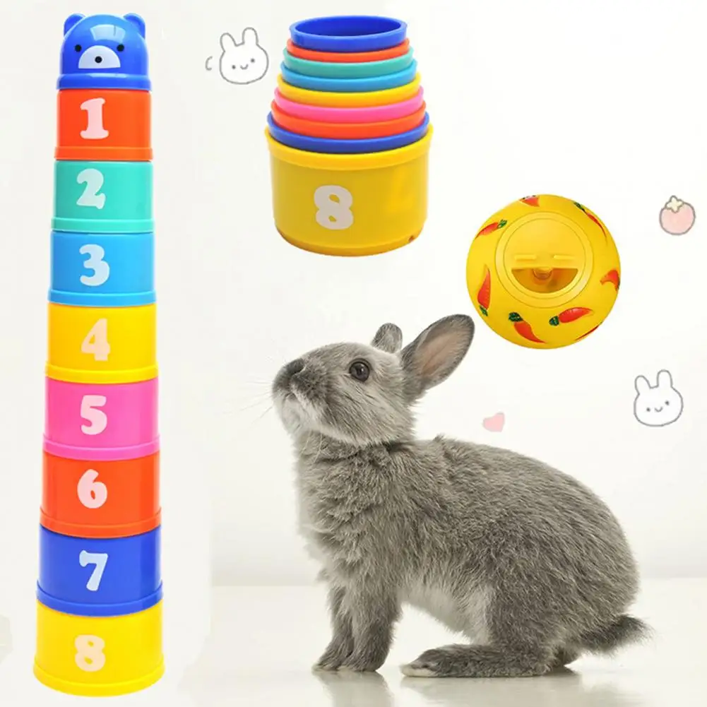 

Stacking Cups For Bunny Rabbit Toy Interactive Stacking Cups Bunny Toy Small Rabbit Hiding Food Toy Hamster Foraging Ball