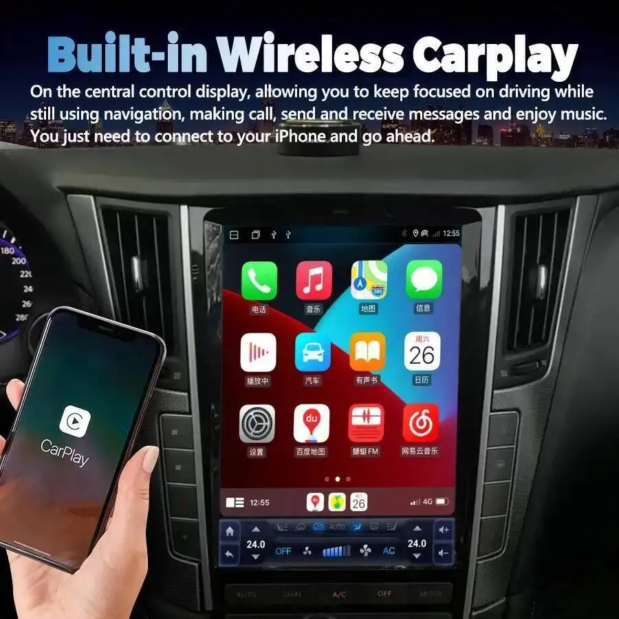 12,1-дюймовый Android для Infiniti Q50 Q50L Q50S Q60 2012-2023, стерео автомобильный мультимедийный плеер, авторадио, Carplay, навигация, головное устройство GPS (art.: 3920d344347ff) - 3920d344347ff
